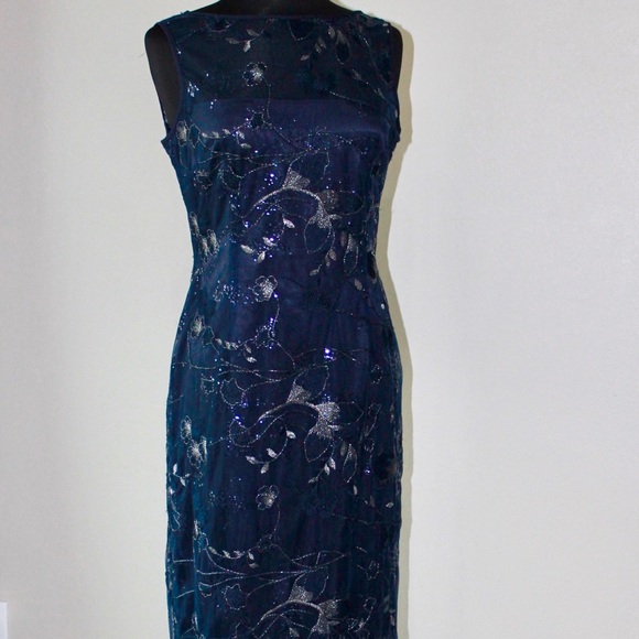 tahari dresses navy blue